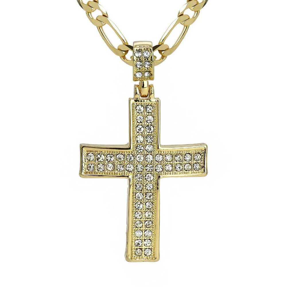 14k Gold Figaro Cross Necklace