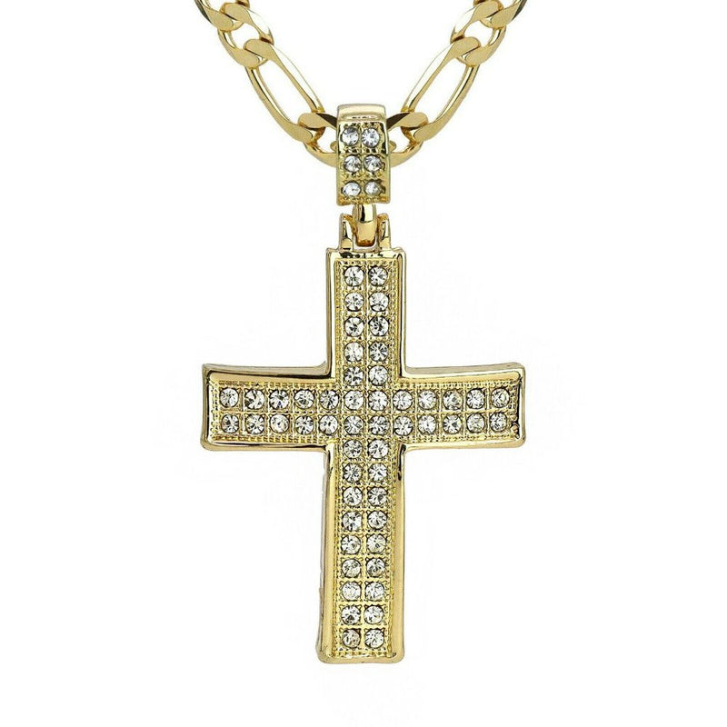 14k Gold Figaro Cross Necklace