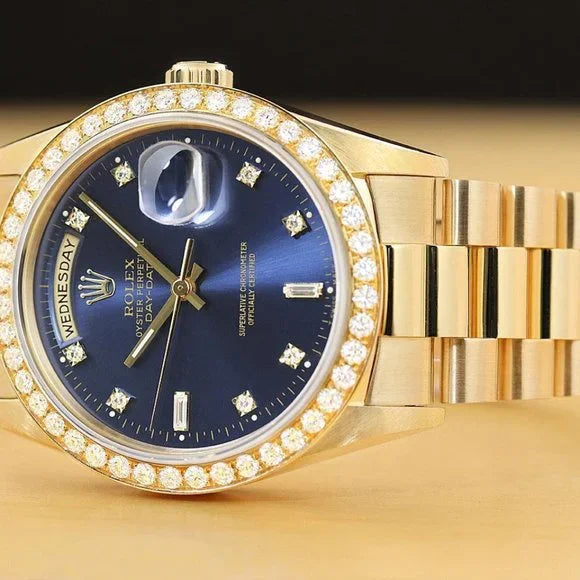 Rolex Day-Date Men's 1.5CT+ Diamond Watch w/ factory box + hang tag