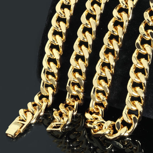 Cuban Link Chain Necklace 10mm 30"In Men's 14k Gold