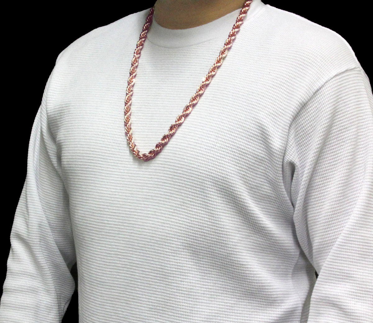 Men's Dookie Rose Gold 10mm Rope Chain Necklace 30"