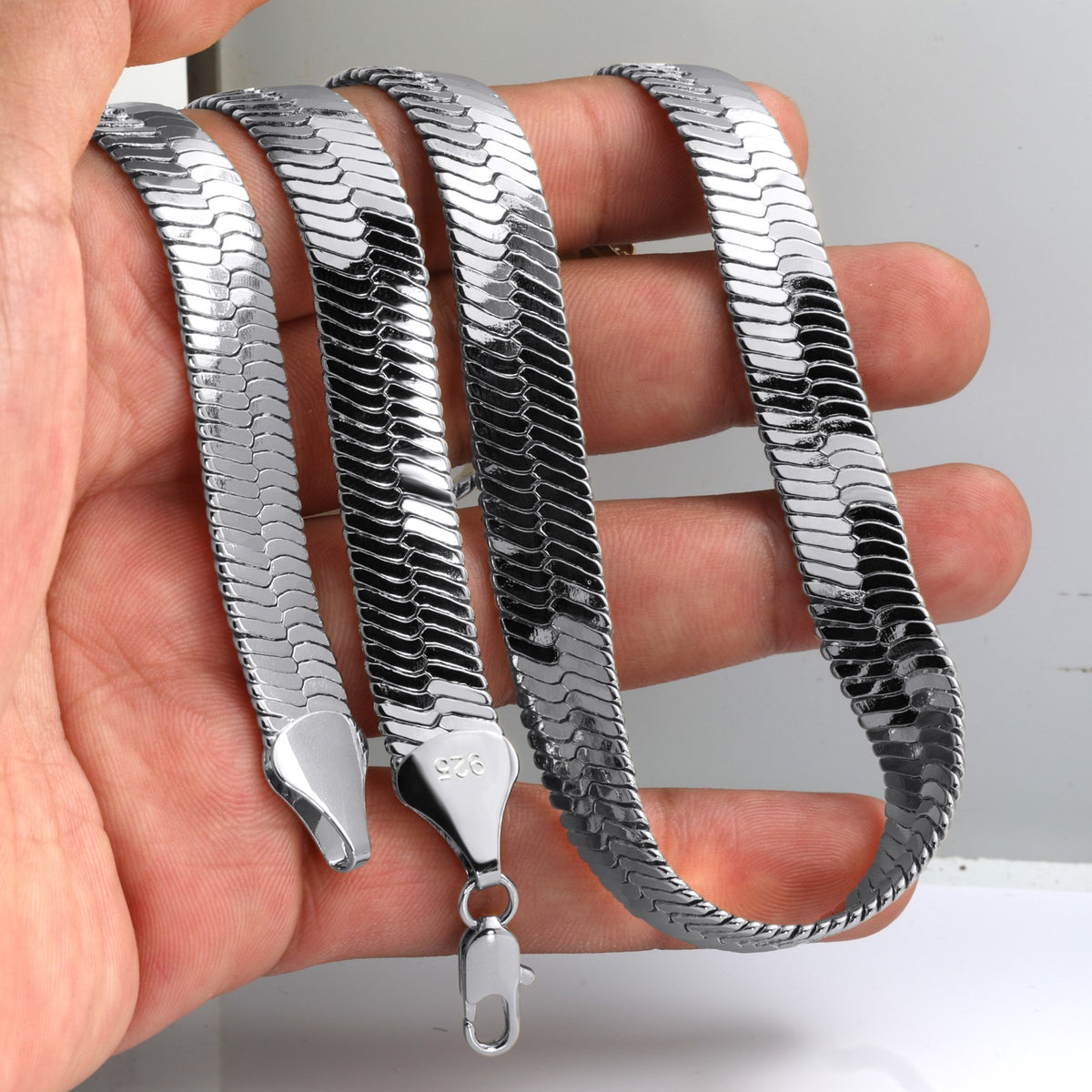 Herringbone Chain 925 Silver 11mm 24" & 30" Necklace Men