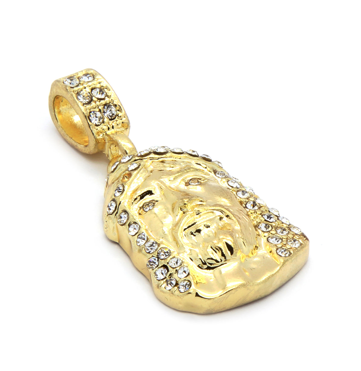 Men's 14k Gold Jesus Face Pendant CZ 24" Cuban Chain
