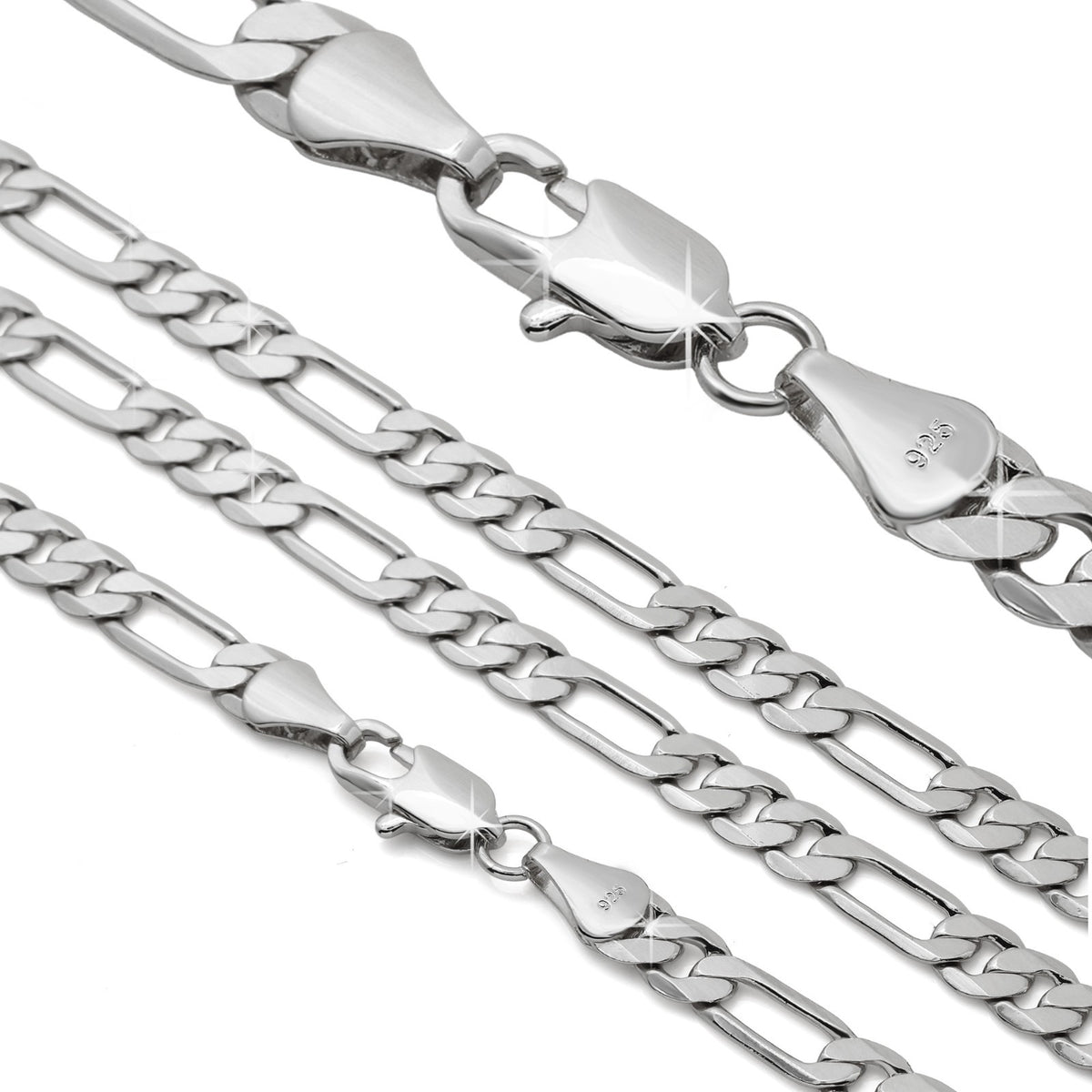 Figaro Chain Choker 925 Silver 4mm 18" Men & Women Boys