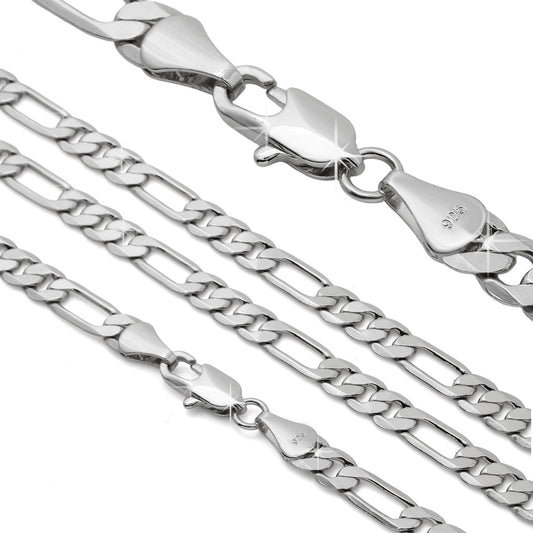 Figaro Chain Choker 925 Silver 4mm 18" Men & Women Boys