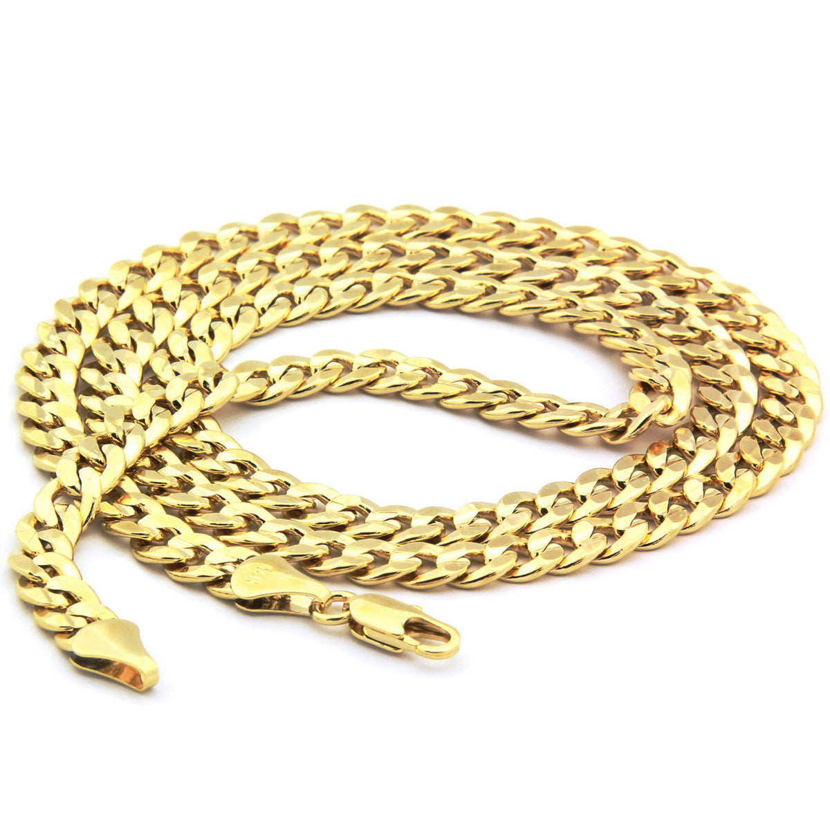 Men's 18k Gold Jesus Cross Pendant 6mm Cuban Chain Necklace (S-3)
