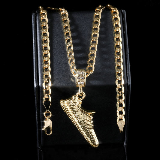 14k Cuban Curb Link Necklace 5mm Yeazy Nugget Basketball Gold