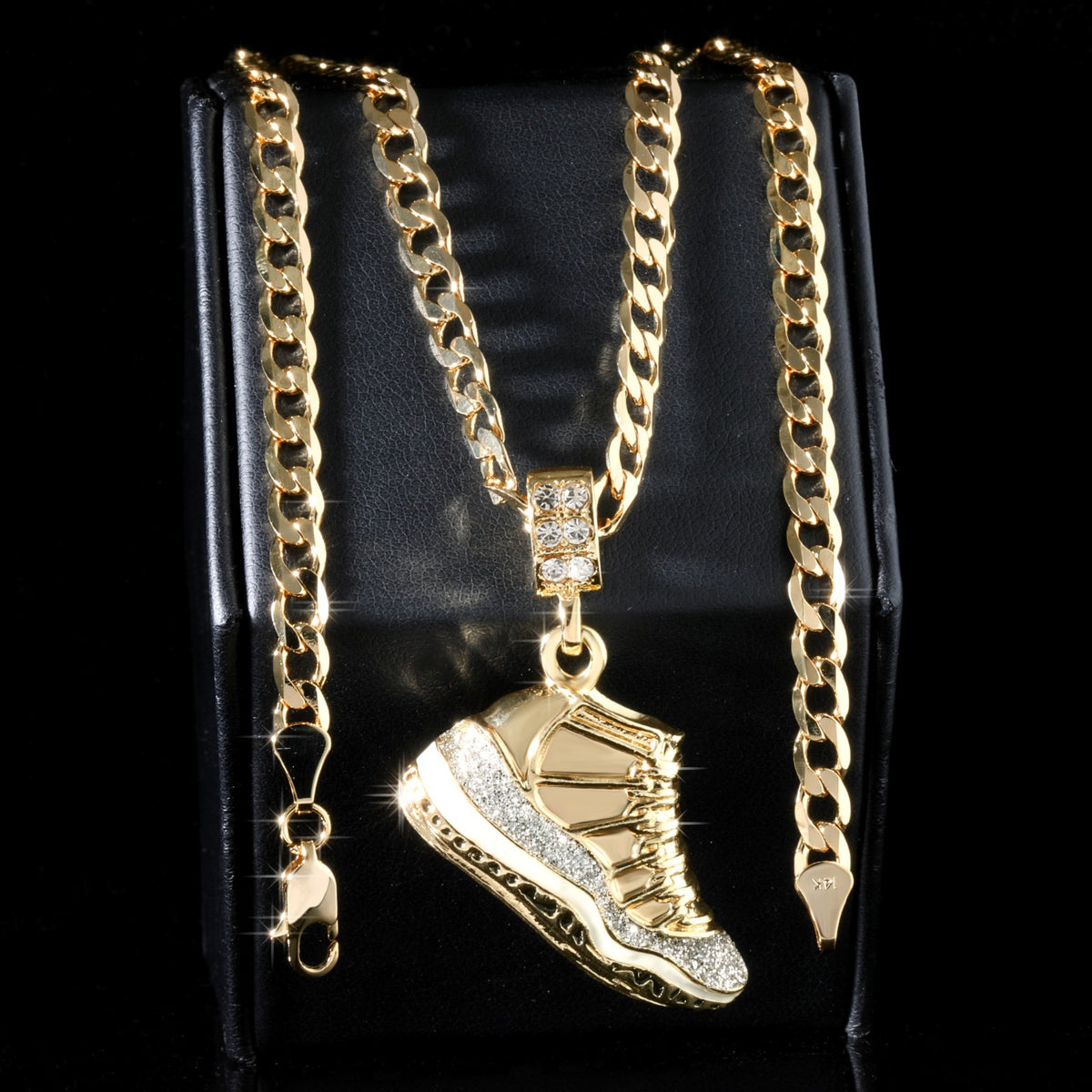 14k Cuban Chain Necklace 5mm A1r Silver Stardust Basketball Gold