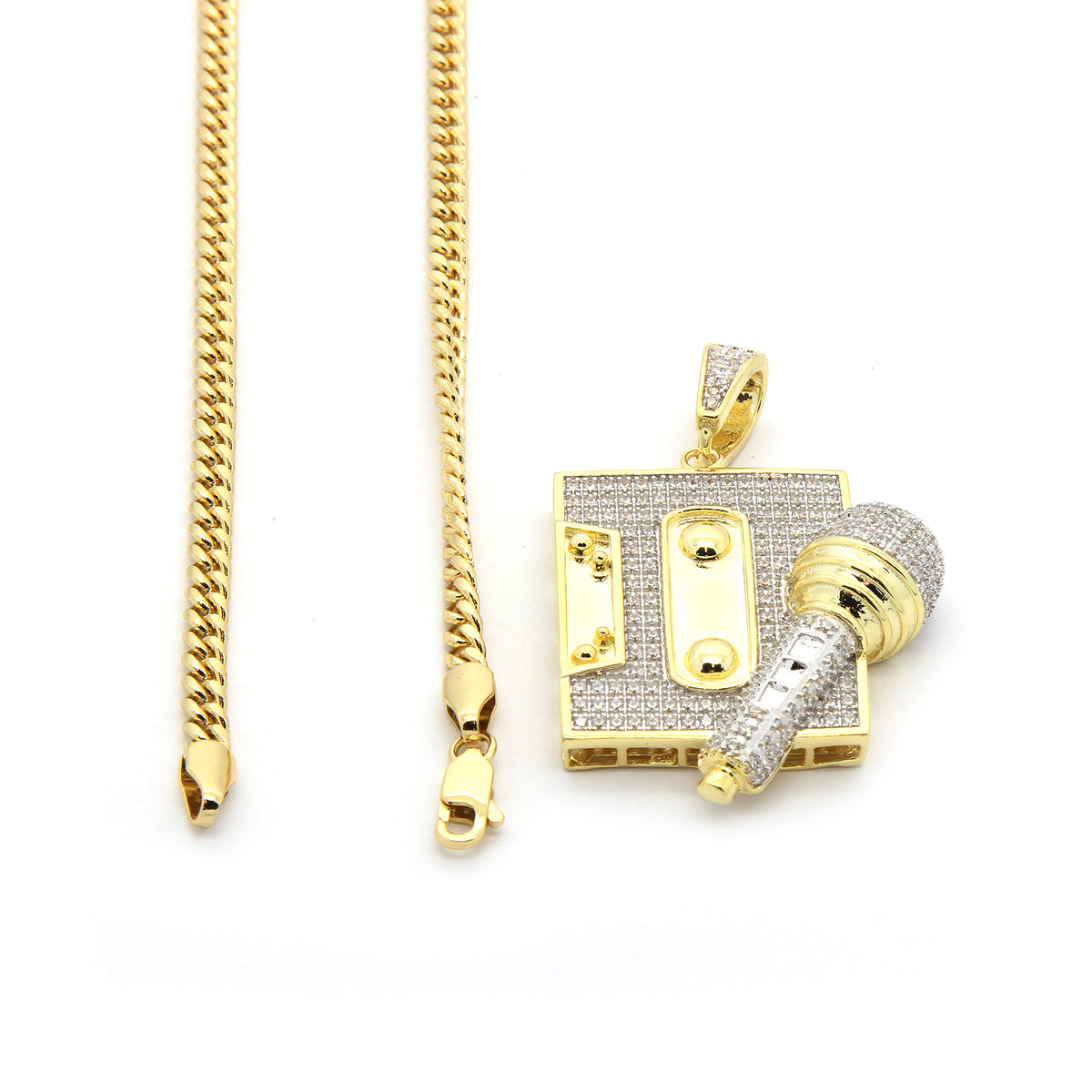 Men's Gold Mic Casset CZ 3mm 30" Cuban Chain