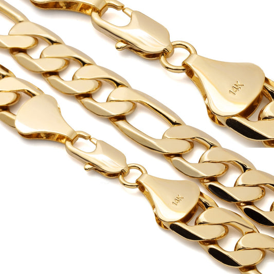 Italy Figaro Chain Link 14k Gold 12mm 24" for Men & Women