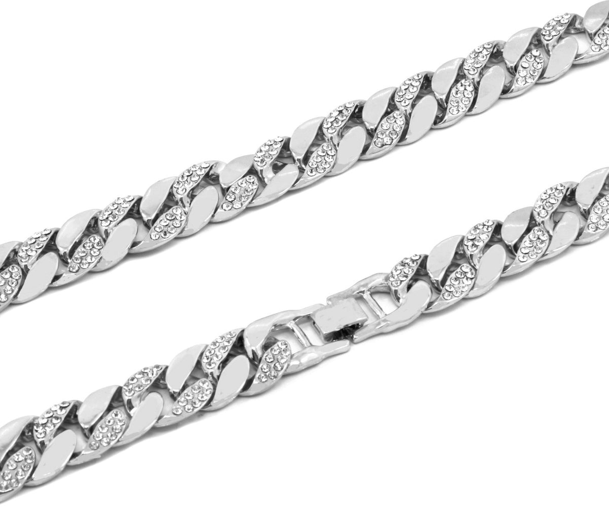 Silver Finish Chain CZ Men's Miami Cuban Chain