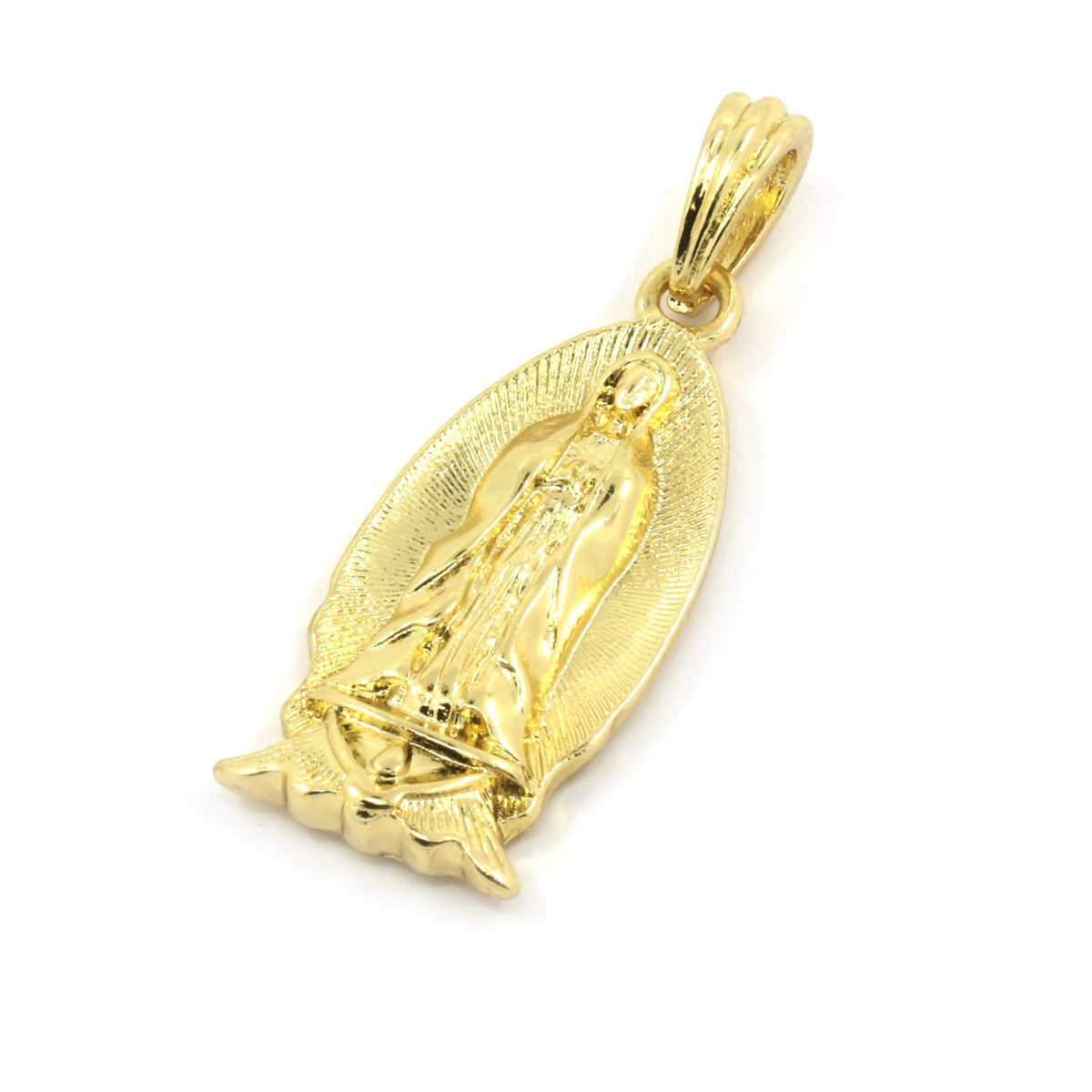 Men's 14k Gold Small Virgin Mary Pendant 30" 3mm Cuban Chain