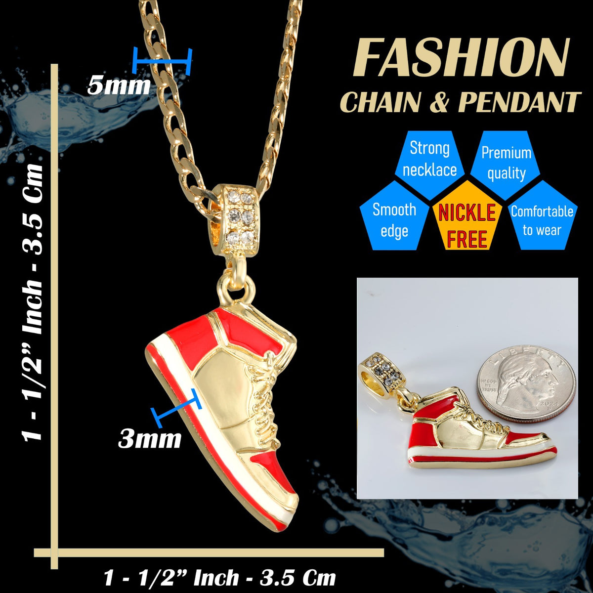 14k Cuban Chain Necklace 5mm A1r Red Cherry 1ns Basketball Gold