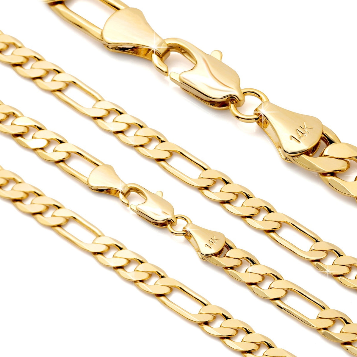 Figaro Chain Choker 14k Gold 6mm 18" for Men & Women Boys