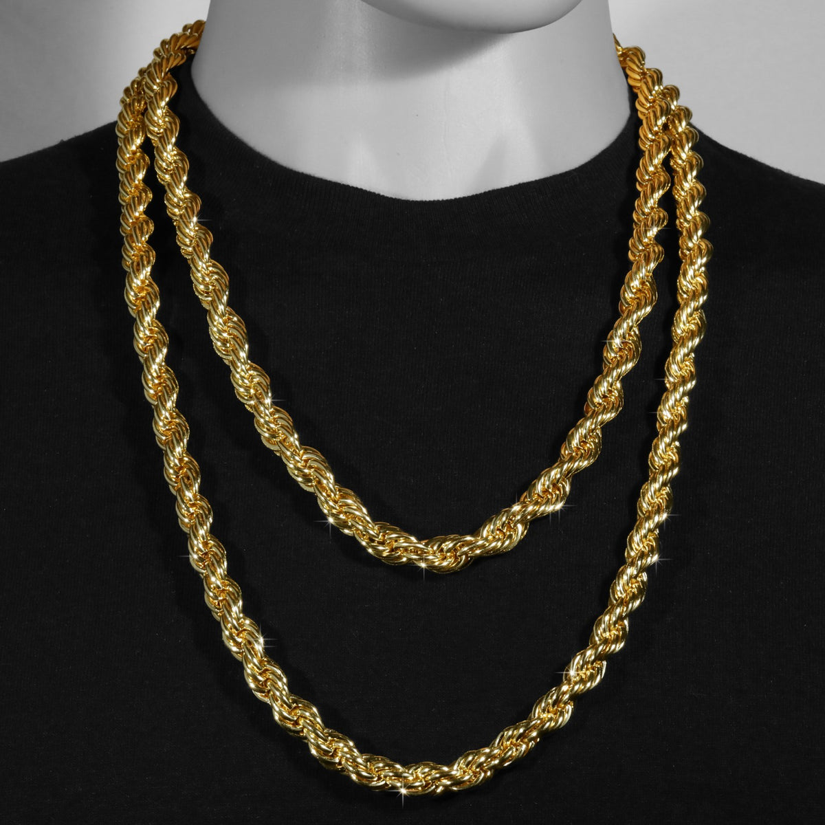Rope Chain Necklace 10mm 24" + 30" Set 14k Gold Men's Jewelry