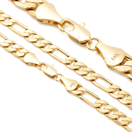 Italy Figaro Chain Link 14k Gold 8mm 24" for Men & Women