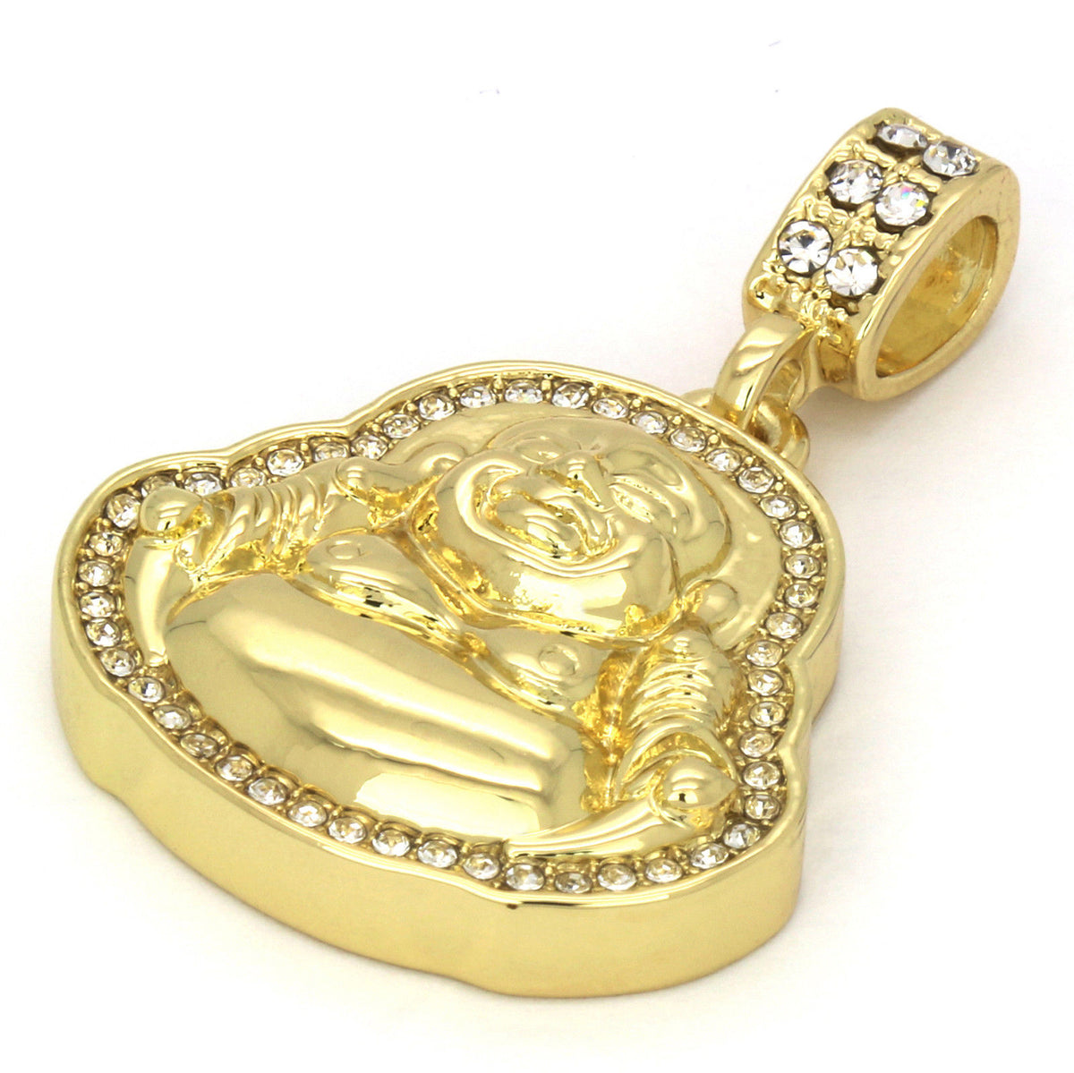 Men 14k Gold Buddha Pendant CZ 24" Rope & 30" Cuban Chain