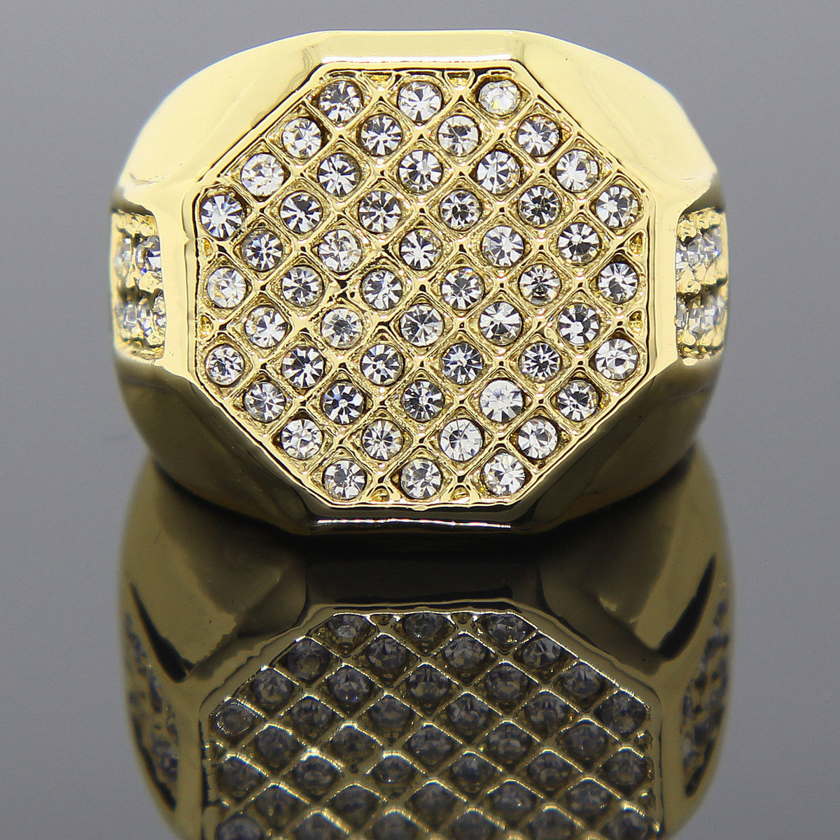 14k Gold 2pc Miami Cuban CZ Bracelet & Octagon Ring
