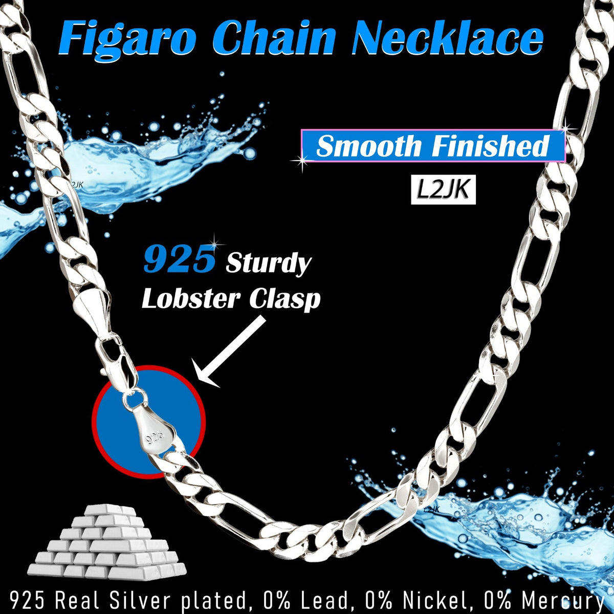 Figaro Chain Choker 925 Silver 3mm 20" for Men & Women