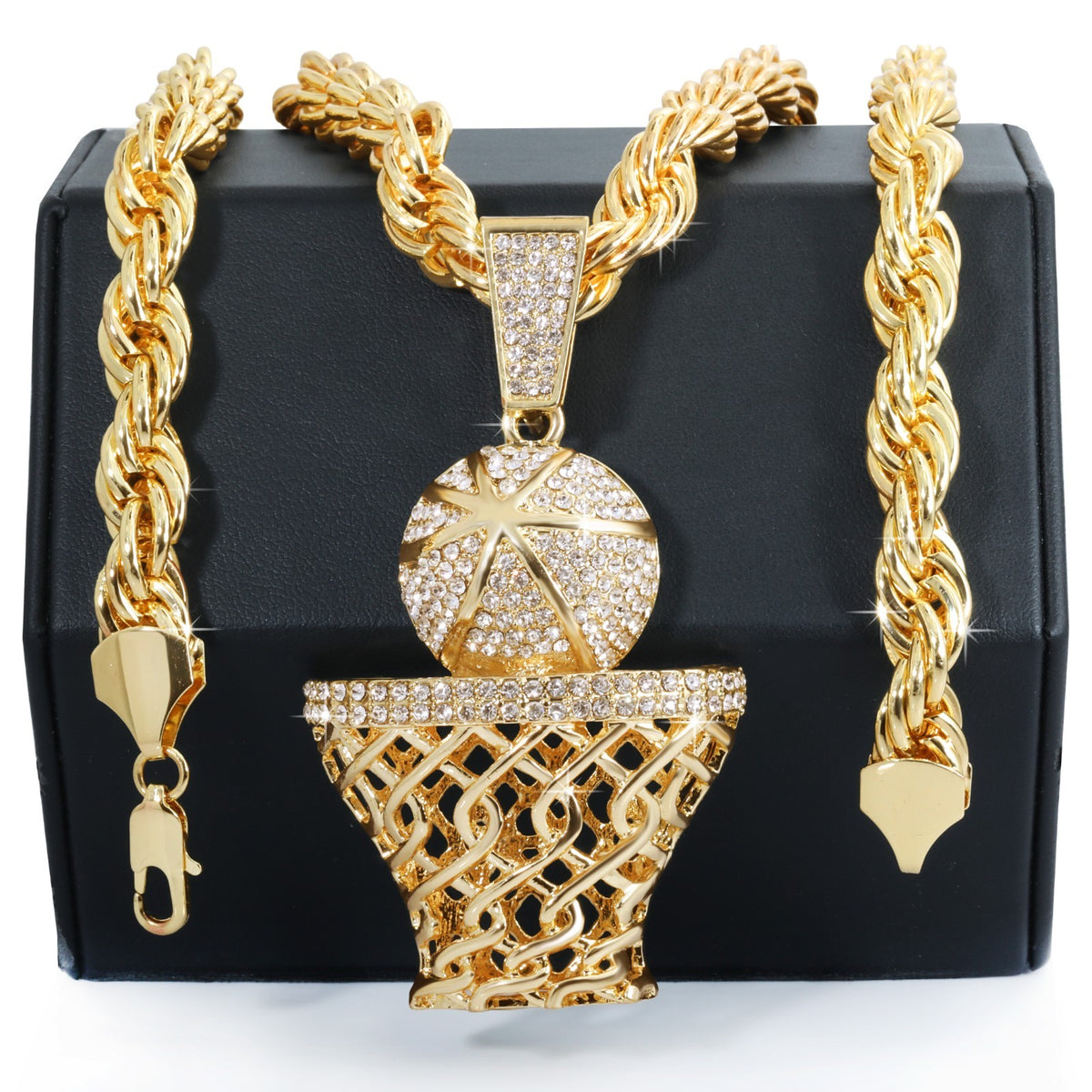 14k Rope Chain 10mm 20" & 24"In Large Basketball Hoop Gold Style