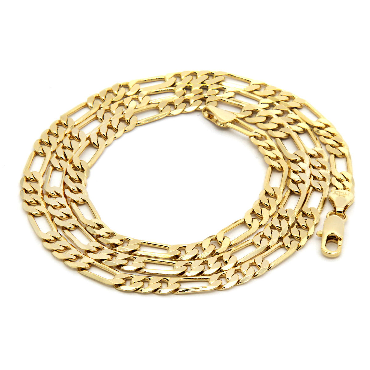 14k Gold Jesus Sharp Cross Pendant 24" Figaro Chain Iced