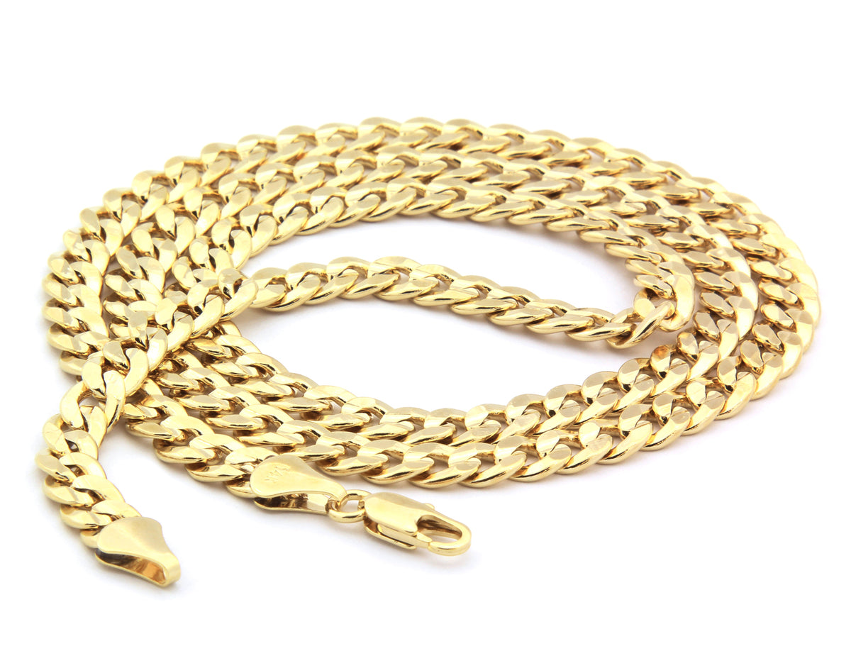 Men's 14k Gold Jesus Face Pendant CZ 24" Cuban Chain