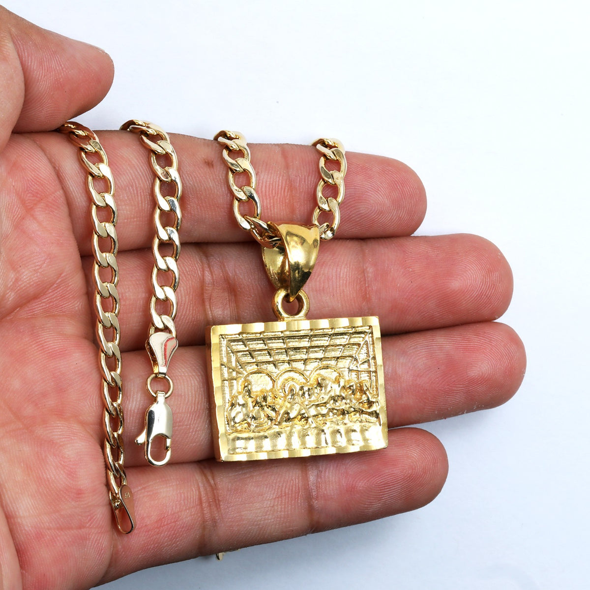 Last Supper Pendant 14k Gold 5mm 20" Cuban Necklace Choker Chain