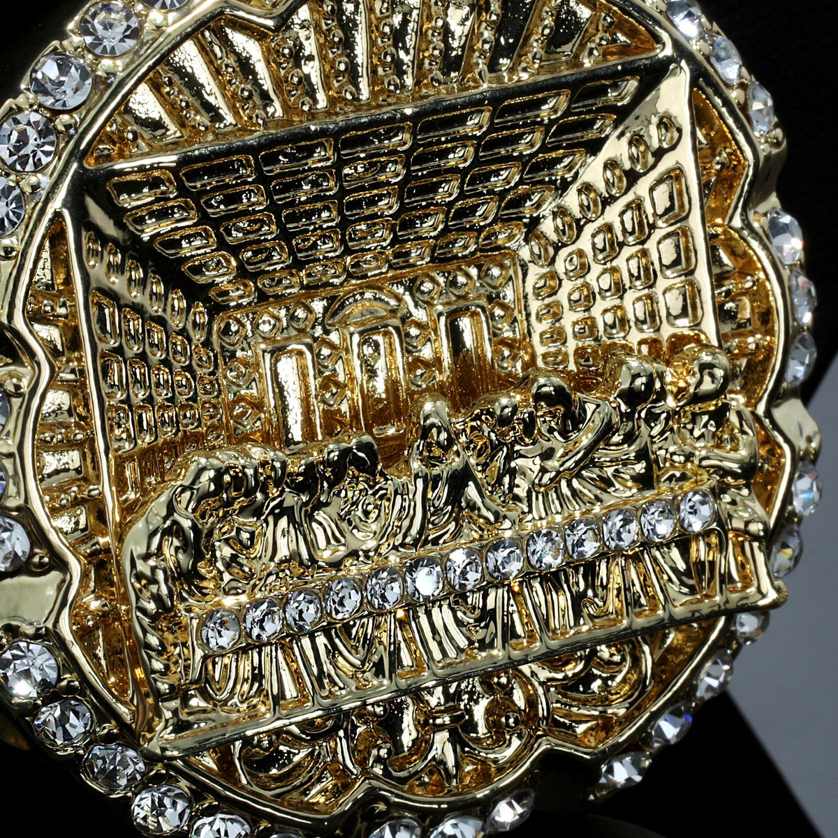 Xl Last Supper Pendant CZ Iced Cuban Necklace Chain 14k Gold