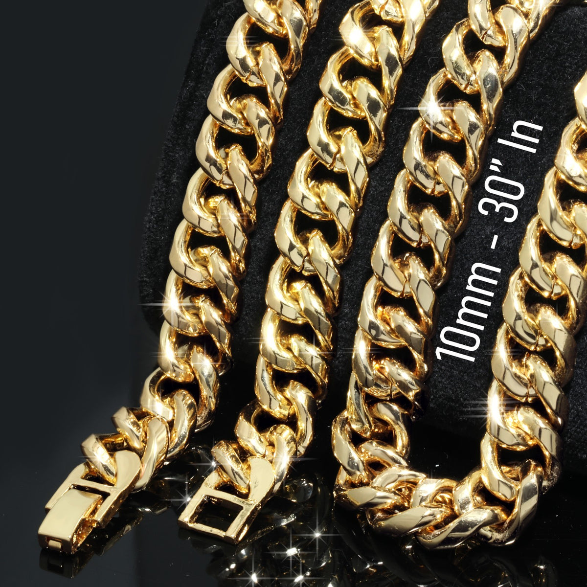 Cuban Link Chain Curb Necklace 10mm 30"In Men's Boys Necklace Gold