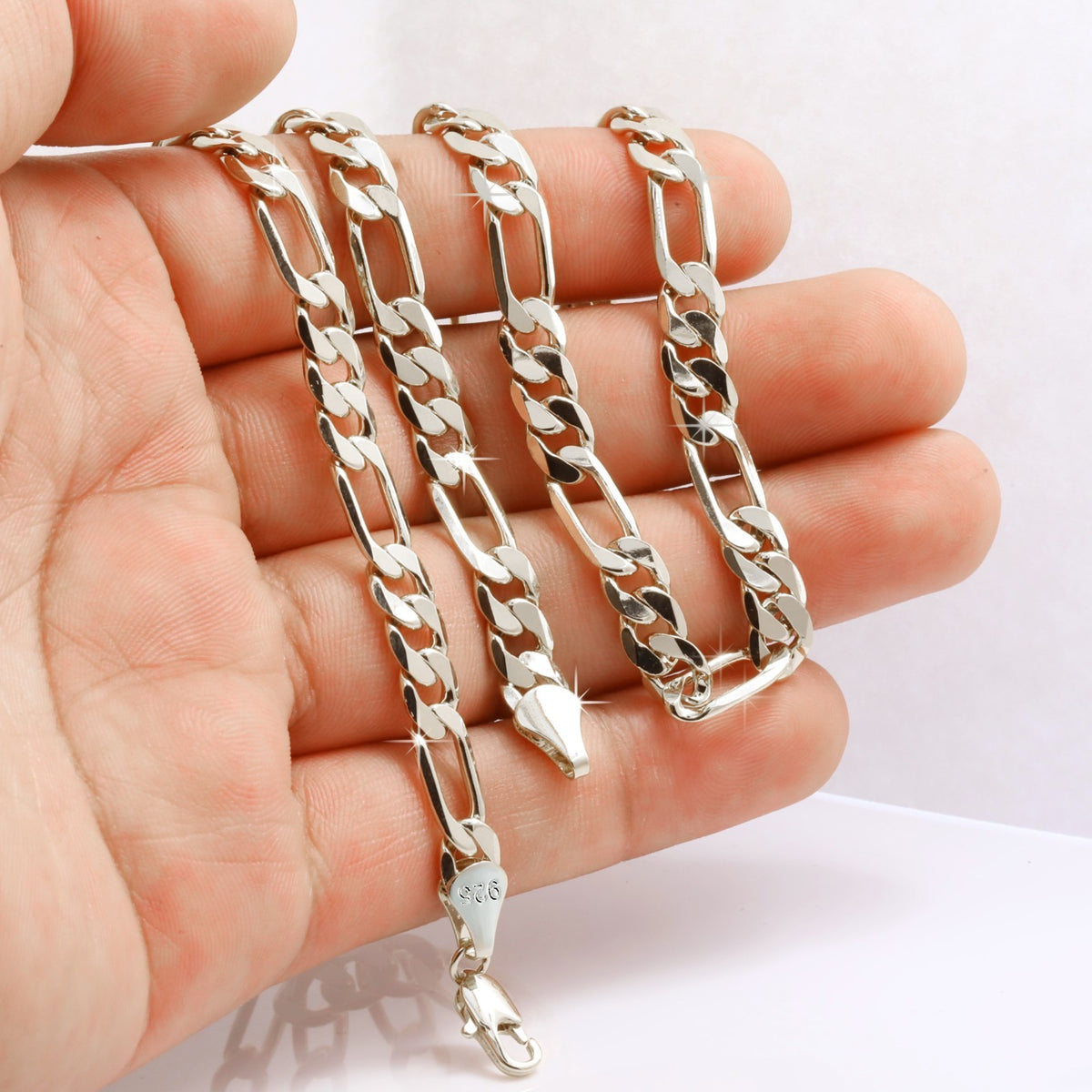 Figaro Chain 925 Silver 5, 6, 7, 8, 9, 10, 11, 12mm - 24" & 30" Men Women