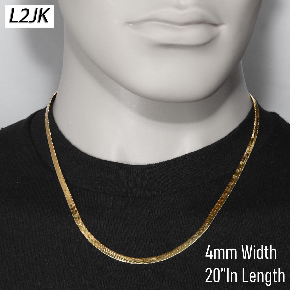Chain Necklace for Women 14k Gold Herringbone 4mm 5mm 6mm & 8mm - 20"In
