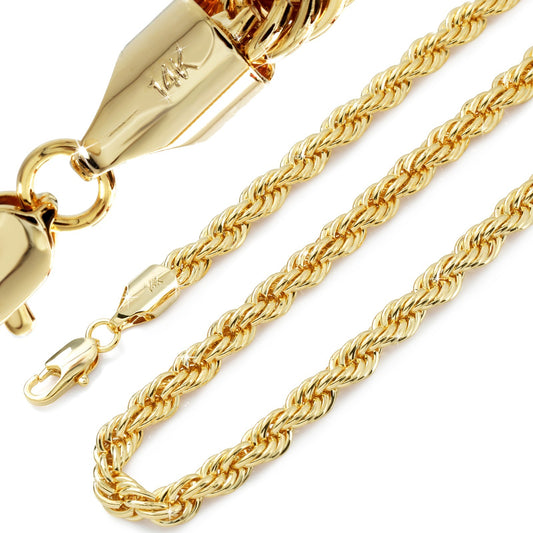 14k Rope Chain Necklace 6mm 20" 24" 30" Gold Men's & Boys Jewelry