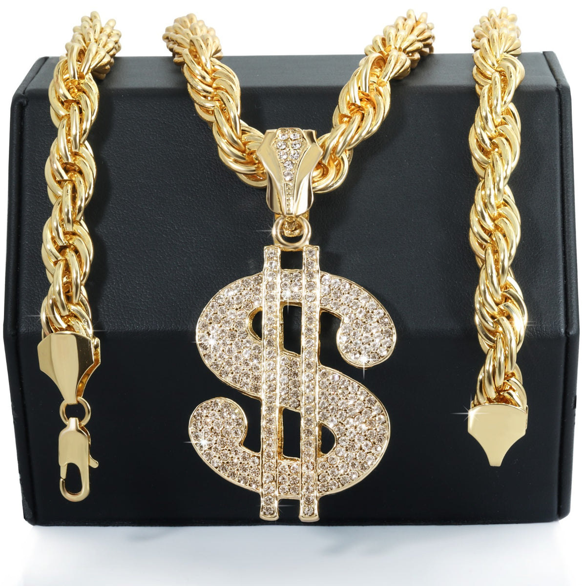 14k Rope Chain 10mm 20 & 24In Large Mula Cash Money Sing Gold