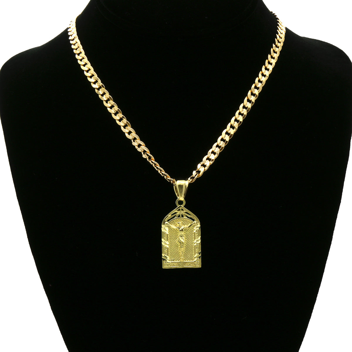 Men's 14k Gold Garden Jesus Pendant 5mm 24" Cuban Necklace Chain(k-1)