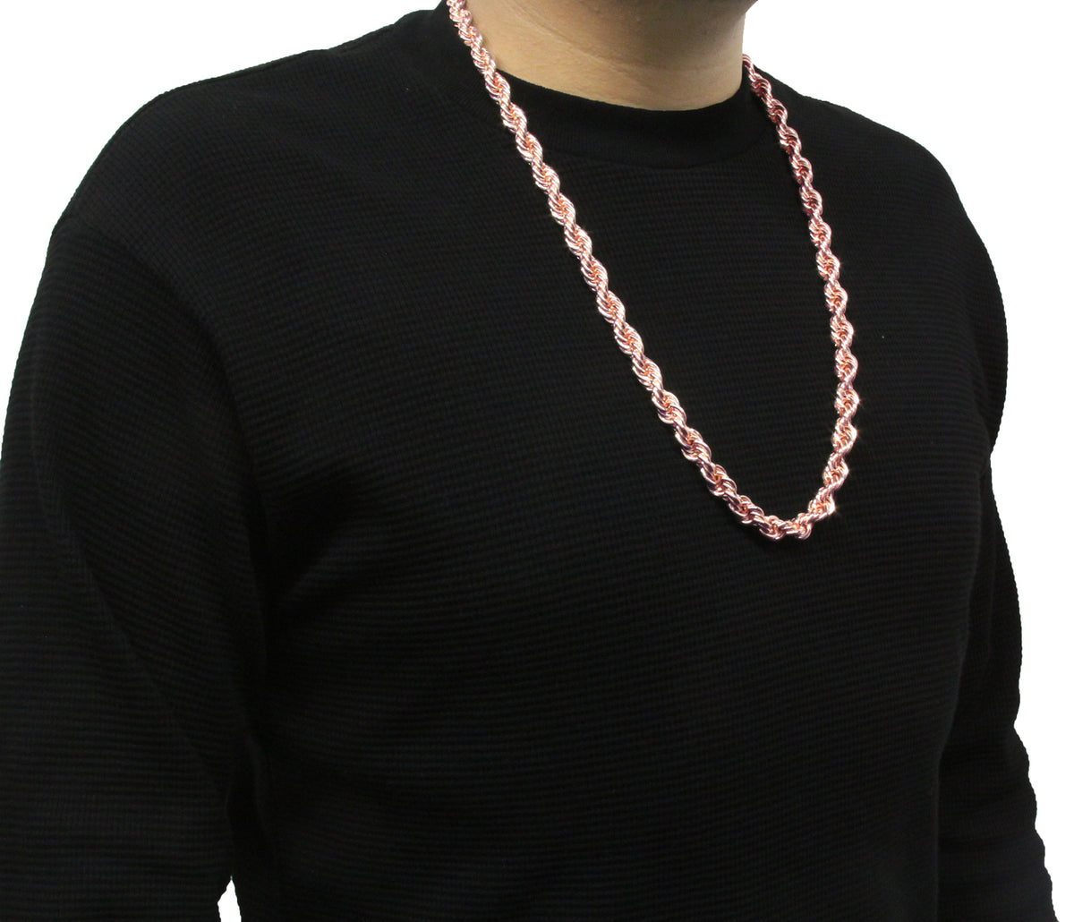 Men's Dookie Rose Gold 10mm Rope Chain Necklace 30"