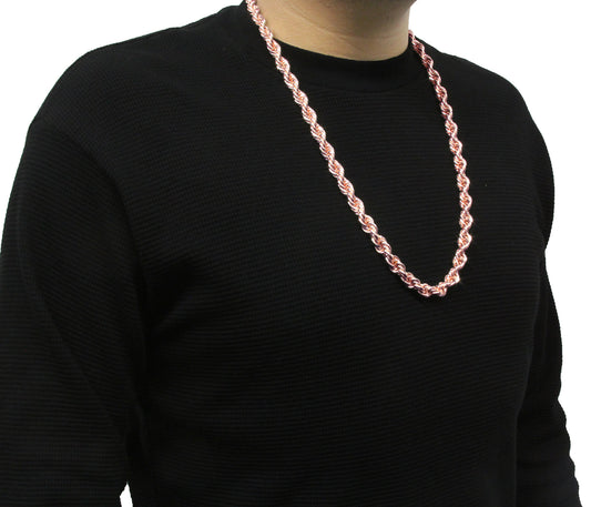 Men's Dookie Rose Gold 10mm Rope Chain Necklace 30"