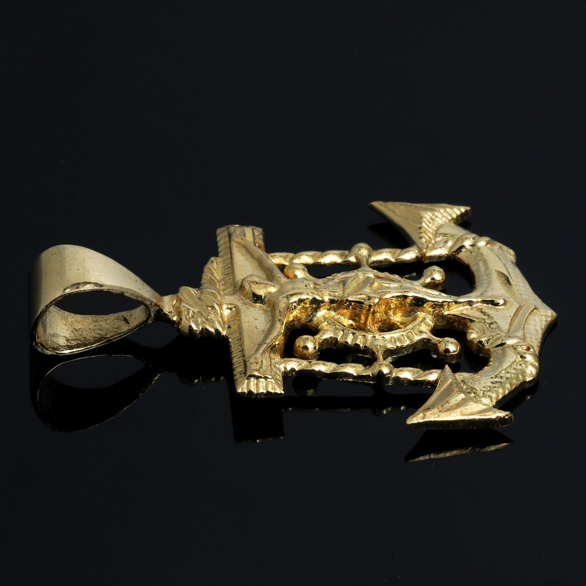 Anchor Jesus Charm Pendant 14k Gold 5mm 20" Cuban Choker Chain