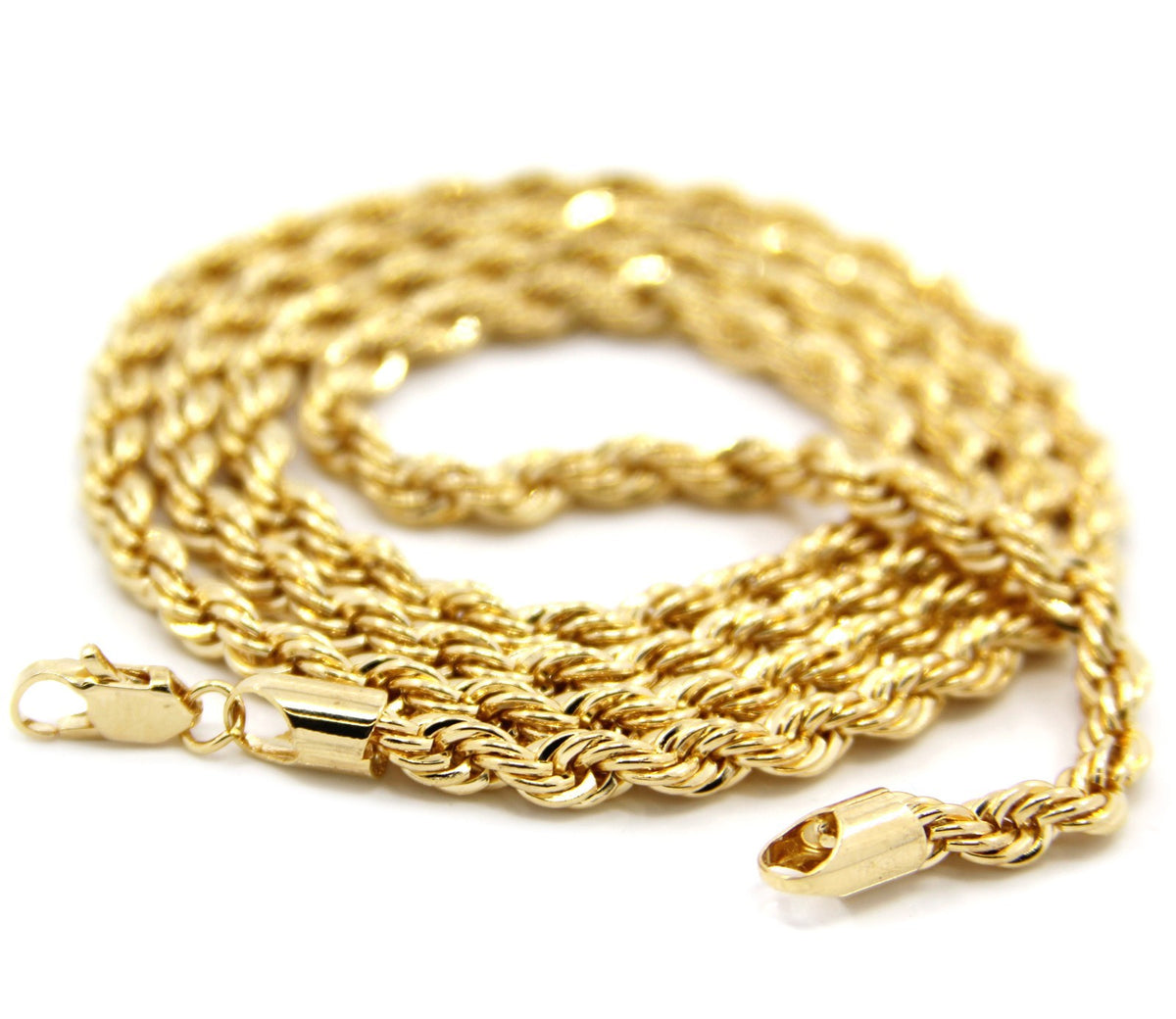Men's 14k Yellow Gold 5mm Rope Chain Necklace 24" Style