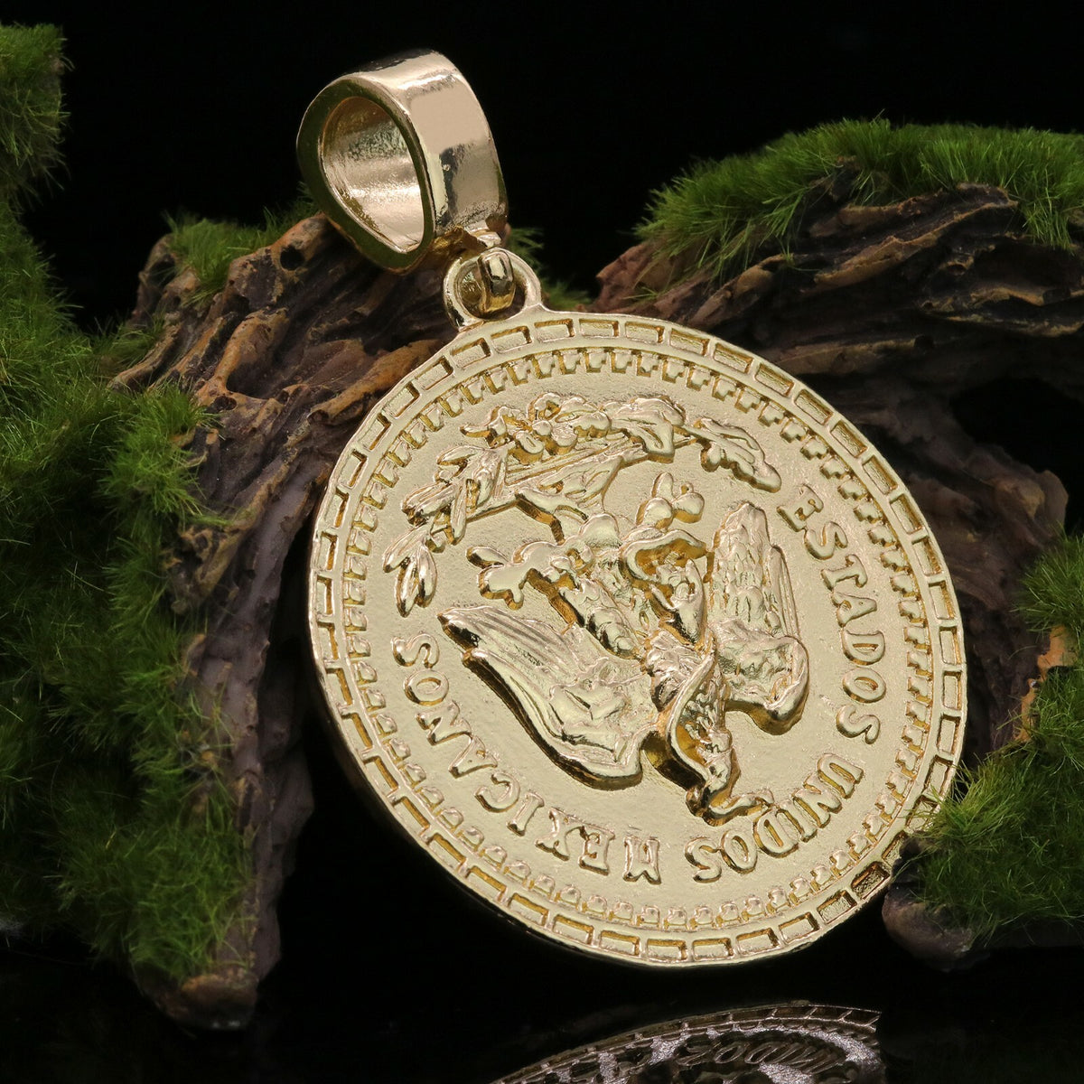 Plain Centenario 50 Pesos Pendant Cuban Chain Men's Gold