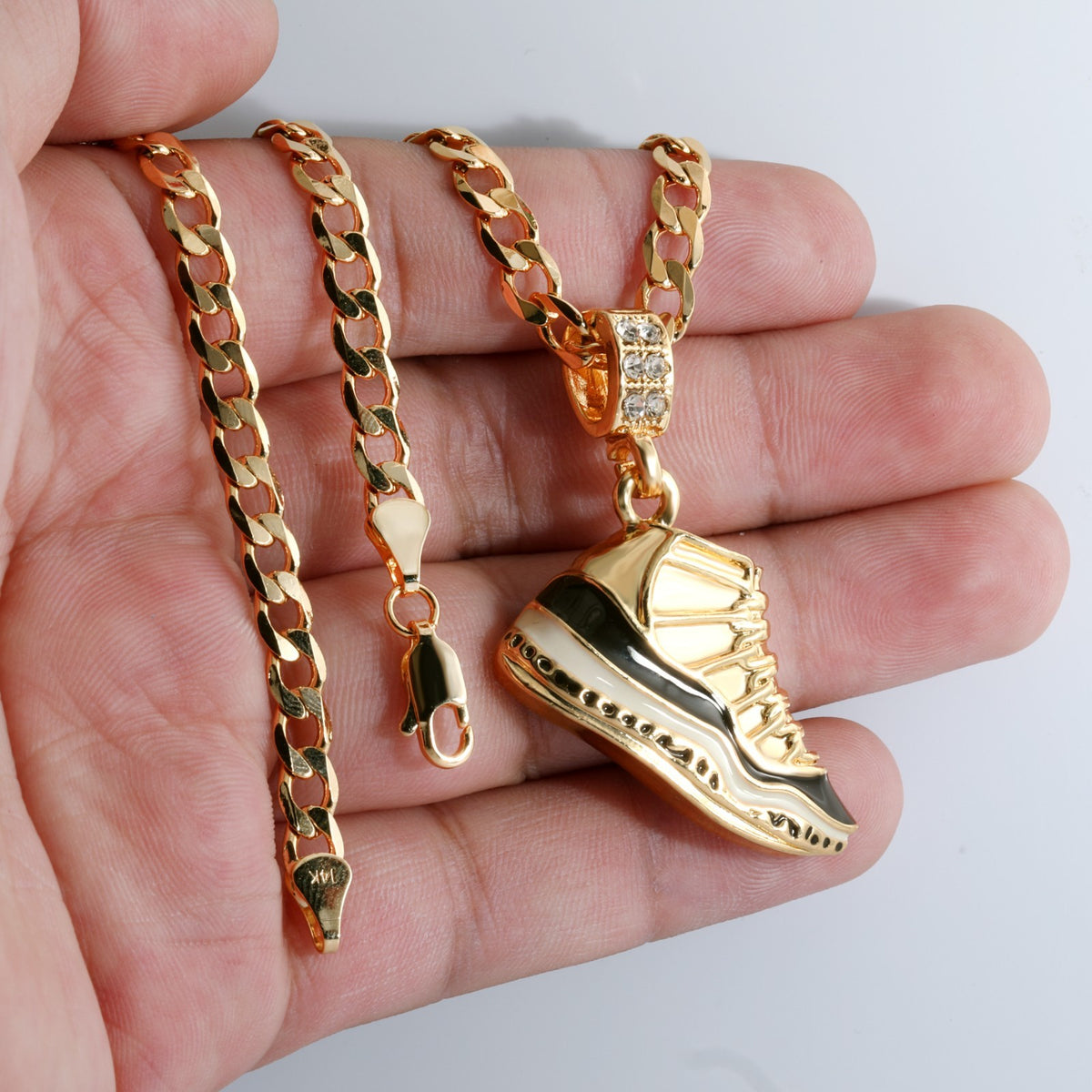 14k Cuban Chain Necklace 5mm A1r Black Space Basketball Gold