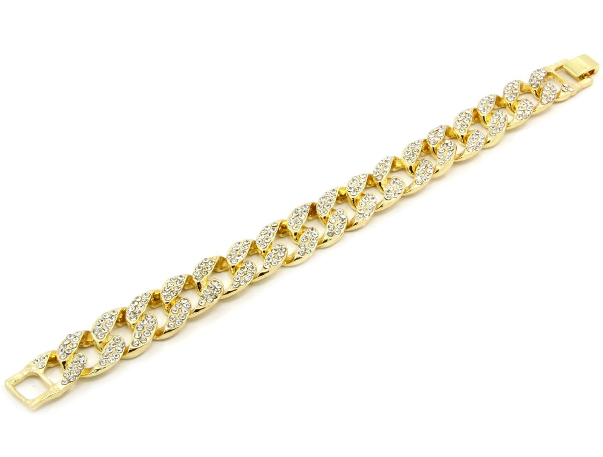14k Gold CZ Chain & Bracelet Men's Miami Cuban