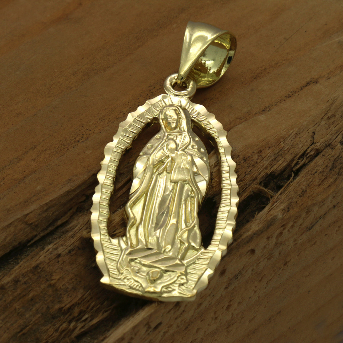 Men's 18k Gold Holy Mary Pendant 5mm 24" Cuban Necklace Chain