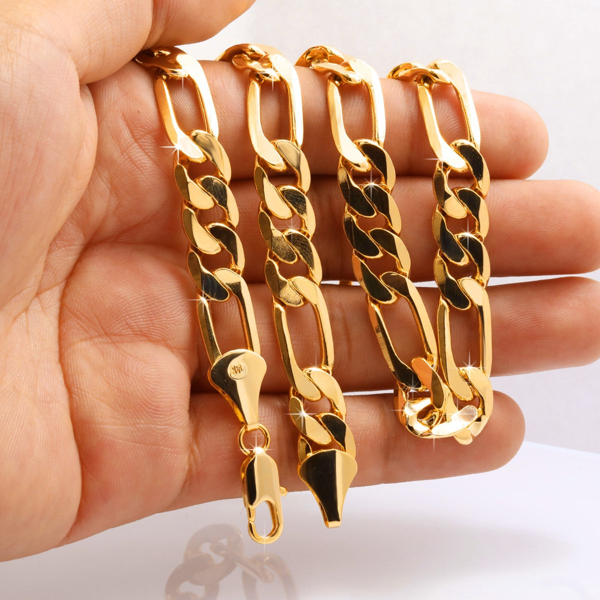 Italy Figaro Chain Link 14k Gold 11mm 24" for Men & Women