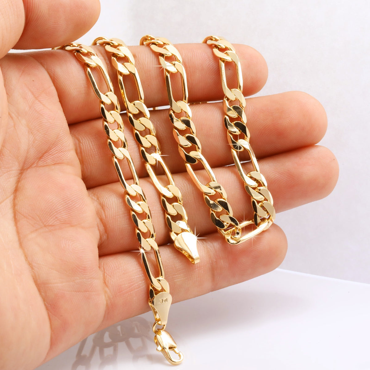 Italy Figaro Chain Link 14k Gold 7mm 24" for Men & Women
