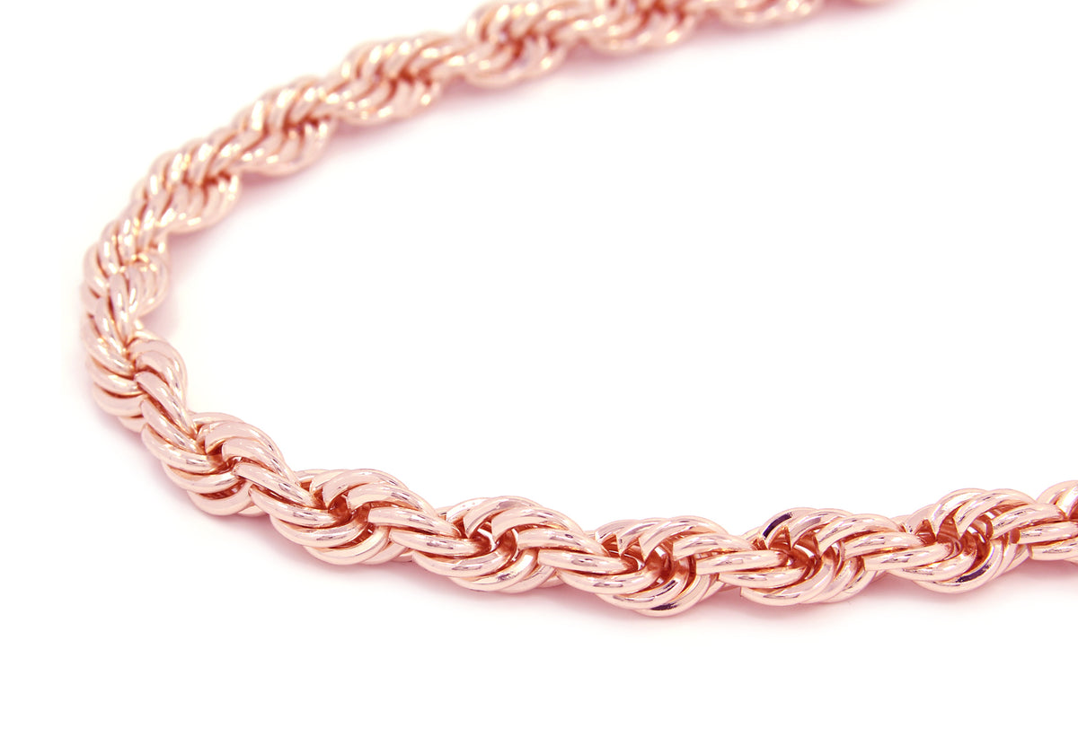 Men's Dookie Rose Gold 10mm Rope Chain Necklace 30"