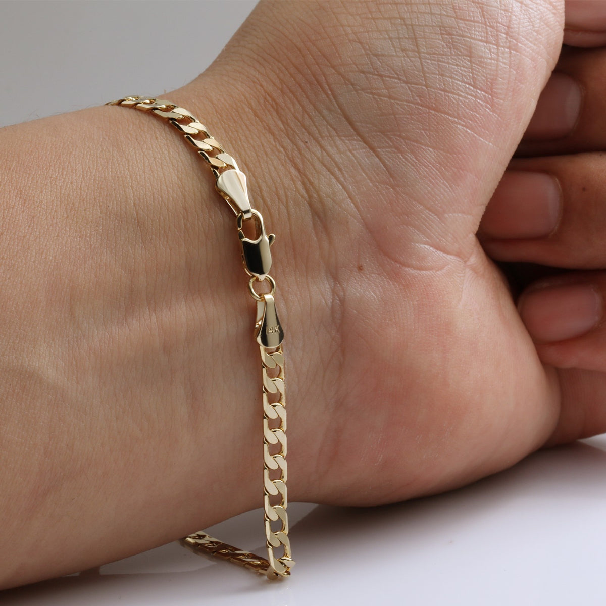 Cuban Link Bracelet 4mm - 8"In 14k Gold Slim Chain Men
