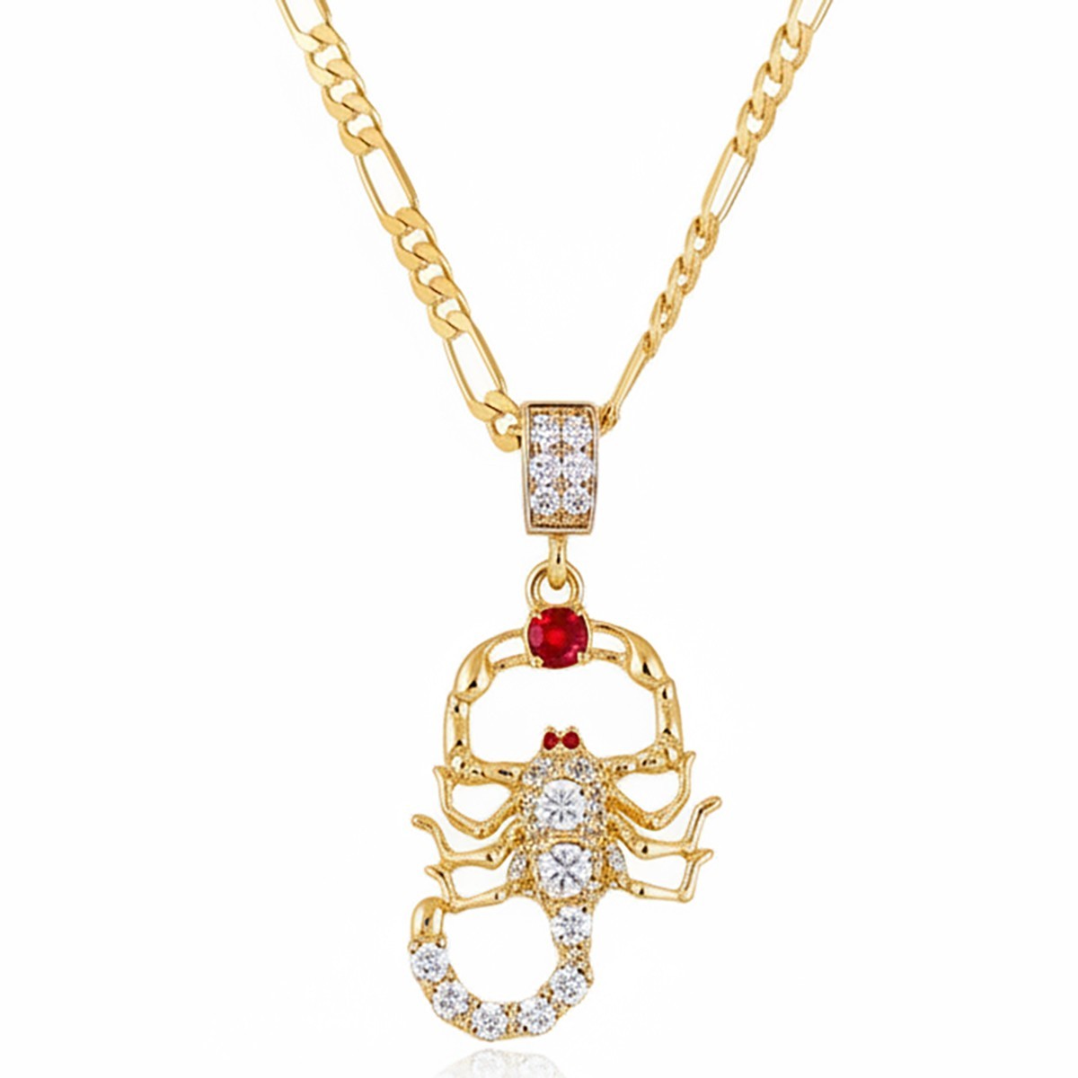 Men’s Gold Tone CZ Scorpion Pendant Necklace – 14k Gold Electroplated