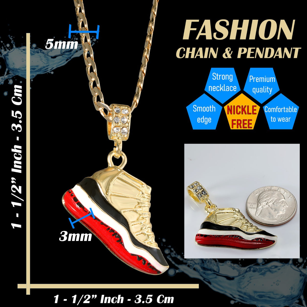 14k Cuban Chain Curb Necklace 5mm Air - Berry Basketball Gold