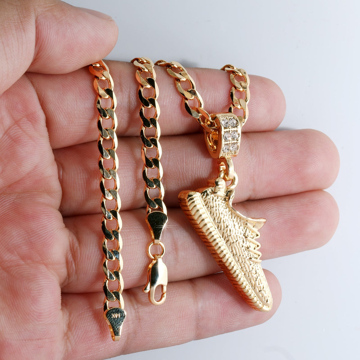 14k Cuban Curb Link Necklace 5mm Yeazy Nugget Basketball Gold