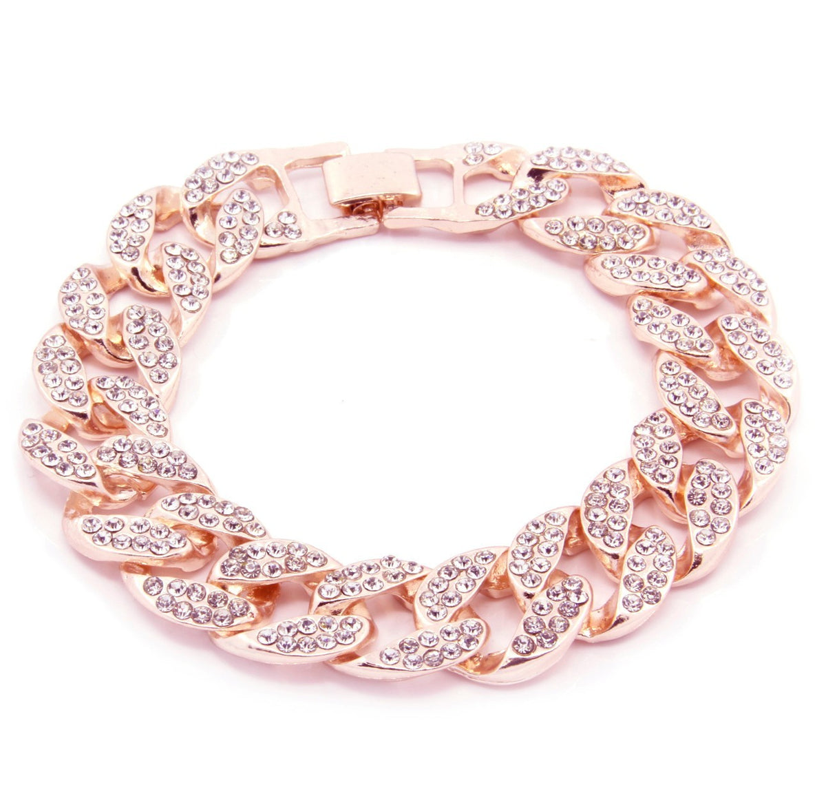 Rose Gold CZ Chain & Bracelet Men's Miami Cuban